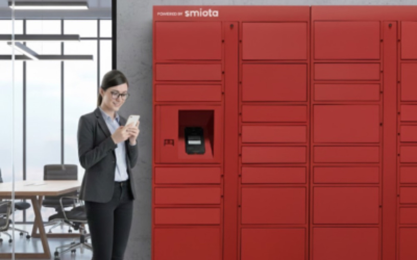 Smiota smart locker in a corporate office